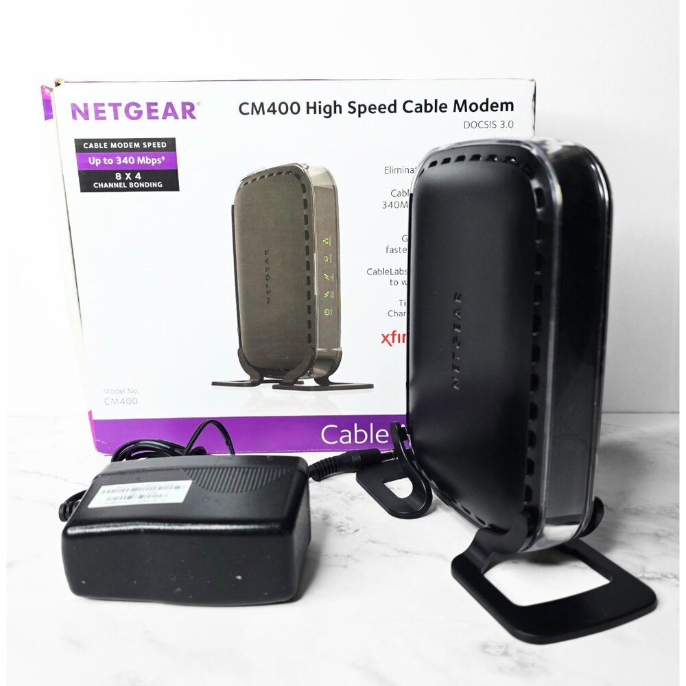 NETGEAR CM400 High Speed Cable Modem with Power Adapter in Box